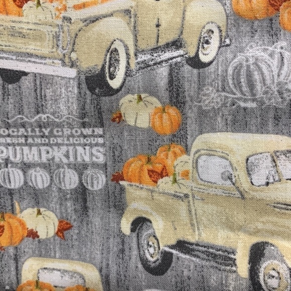 Fall Fabric Cotton Thanksgiving Material Fall, Trucks, Pumpkins one yard - Picture 3 of 3
